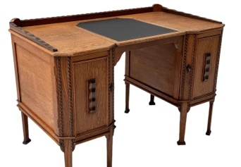 Art Deco Amsterdamse School Oak Pedestal Desk, 1920s